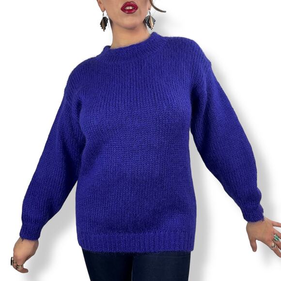 80's purple mohair and wool blend crewneck sweater by RAFAELLA - Picture 16 of 16